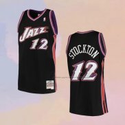 Camiseta Utah Jazz John Stockton NO 12 Hardwood Classics 1998-99 Negro