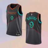 Camiseta Washington Wizards Ryan Rollins NO 9 Ciudad 2023-24 Negro