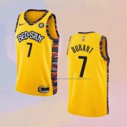 Camiseta Brooklyn Nets Kevin Durant NO 7 Ciudad 2020-21 Amarillo