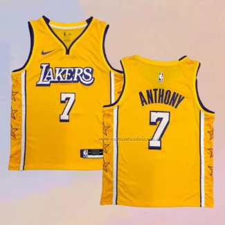 Camiseta Los Angeles Lakers Carmelo Anthony NO 7 Ciudad 2019-20 Amarillo