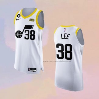 Camiseta Utah Jazz Saben Lee NO 38 Association Autentico 2022-23 Blanco