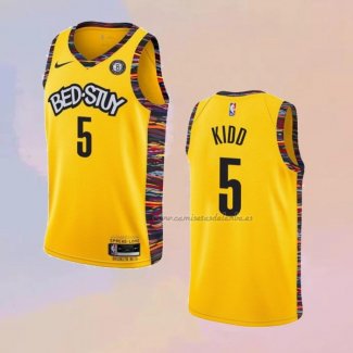 Camiseta Brooklyn Nets Jason Kidd NO 5 Ciudad 2020-21 Amarillo