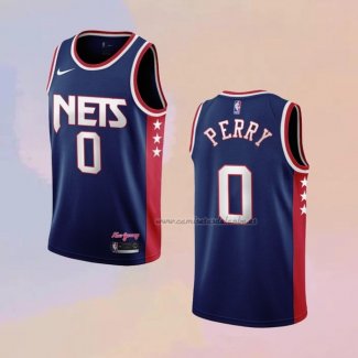 Camiseta Brooklyn Nets Reggie Perry NO 0 Ciudad 2021-22 Azul