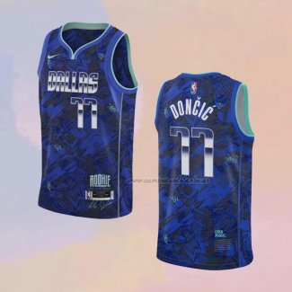 Camiseta Dallas Mavericks Luka Doncic NO 77 MVP Azul