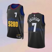 Camiseta Denver Nuggets Reggie Jackson NO 7 Ciudad 2023-24 Negro