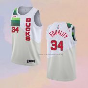 Camiseta Milwaukee Bucks Giannis Antetokounmpo NO 34 Earned Blanco