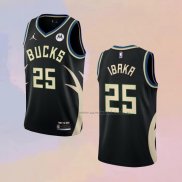 Camiseta Milwaukee Bucks Serge Ibaka NO 25 Statement 2022-23 Negro