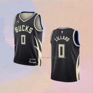 Camiseta Nino Milwaukee Bucks Damian Lillard NO 0 Statement 2022-23 Negro