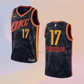 Camiseta Oklahoma City Thunder Aleksej Pokusevski NO 17 Ciudad 2023-24 Negro