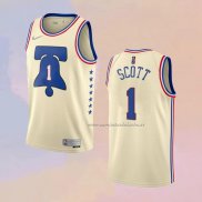 Camiseta Philadelphia 76ers Mike Scott NO 1 Earned 2020-21 Crema