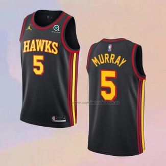 Camiseta Atlanta Hawks Dejounte Murray NO 5 Statement 2022-23 Negro