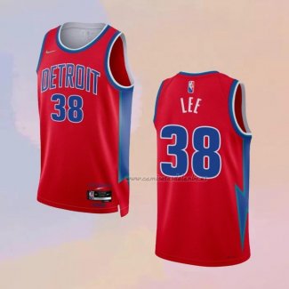 Camiseta Detroit Pistons Saben Lee NO 38 Ciudad 2021-22 Rojo