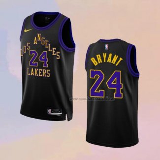 Camiseta Los Angeles Lakers Kobe Bryant NO 24 Ciudad 2023-24 Negro