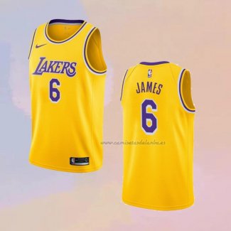 Camiseta Los Angeles Lakers LeBron James NO 6 Icon 2021-22 Amarillo