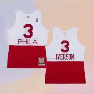 Camiseta Philadelphia 76ers Allen Iverson NO 3 Retro Blanco Rojo