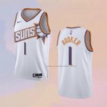 Camiseta Phoenix Suns Devin Booker NO 1 Association 2023-24 Blanco