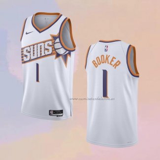 Camiseta Phoenix Suns Devin Booker NO 1 Association 2023-24 Blanco