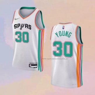 Camiseta San Antonio Spurs Thaddeus Young NO 30 Ciudad 2021-22 Blanco