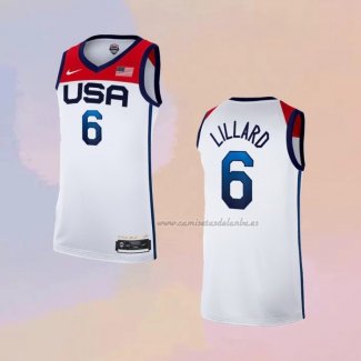 Camiseta USA 2021 Damian Lillard NO 6 Blanco