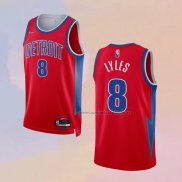 Camiseta Detroit Pistons Trey Lyles NO 8 Ciudad 2021-22 Rojo