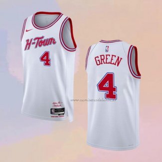 Camiseta Houston Rockets Jalen Green NO 4 Ciudad 2023-24 Blanco