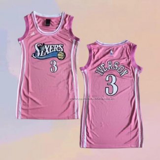 Camiseta Mujer Philadelphia 76ers Allen Iverson NO 3 Rosa