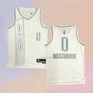 Camiseta Oklahoma City Thunder Russell Westbrook NO 0 Ciudad 2021-22 Blanco