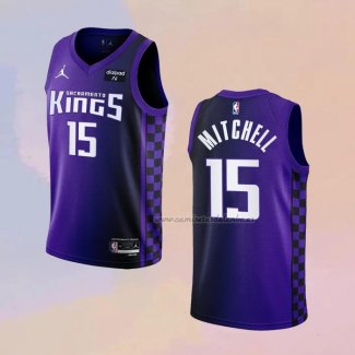 Camiseta Sacramento Kings Davion Mitchell NO 15 Statement 2023-24 Violeta