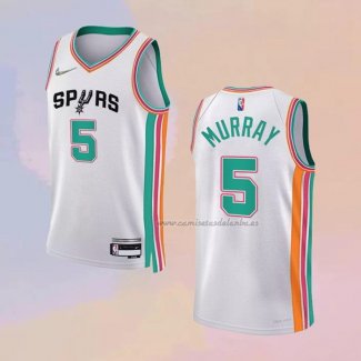 Camiseta San Antonio Spurs Dejounte Murray NO 5 Ciudad 2021-22 Blanco