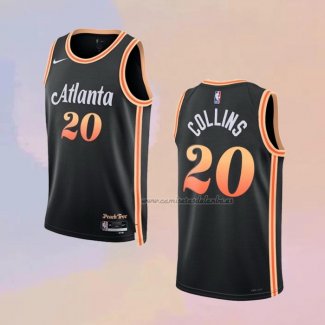 Camiseta Atlanta Hawks John Collins NO 20 Ciudad 2022-23 Negro