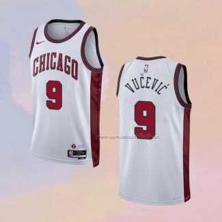 Camiseta Chicago Bulls Nikola Vucevic NO 9 Ciudad 2022-23 Blanco