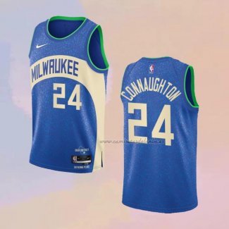 Camiseta Milwaukee Bucks Pat Connaughton NO 24 Ciudad 2023-24 Azul