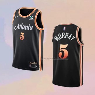 Camiseta Atlanta Hawks Dejounte Murray NO 5 Ciudad 2022-23 Negro