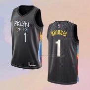 Camiseta Brooklyn Nets Mikal Bridges NO 1 Ciudad 2022-23 Negro