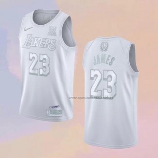 Camiseta Los Angeles Lakers LeBron James NO 23 MVP Blanco