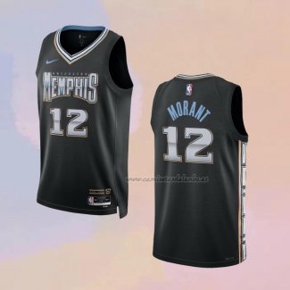 Camiseta Memphis Grizzlies Ja Morant NO 12 Ciudad 2022-23 Negro