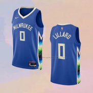 Camiseta Milwaukee Bucks Damian Lillard NO 0 Ciudad 2022-23 Azul