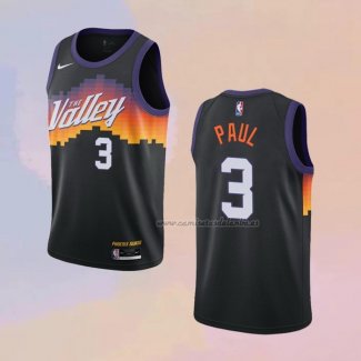 Camiseta Phoenix Suns Chris Paul NO 3 Ciudad 2020-21 Negro