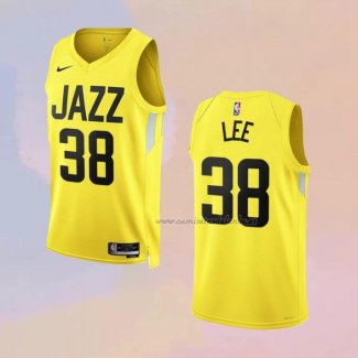 Camiseta Utah Jazz Saben Lee NO 38 Icon 2022-23 Amarillo