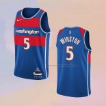 Camiseta Washington Wizards Cassius Winston NO 5 Ciudad 2021-22 Azul