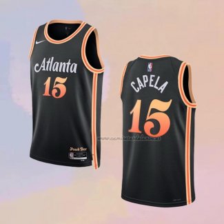 Camiseta Atlanta Hawks Clint Capela NO 15 Ciudad 2022-23 Negro