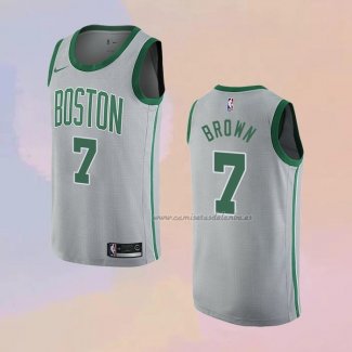 Camiseta Boston Celtics Jaylen Brown NO 7 Ciudad 2018-19 Gris