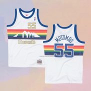 Camiseta Denver Nuggets Dikembe Mutombo NO 55 Hardwood Classics Throwback Blanco