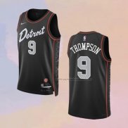 Camiseta Detroit Pistons Ausar Thompson NO 9 Ciudad 2023-24 Negro