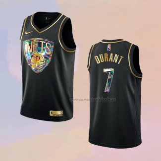 Camiseta Golden Edition Brooklyn Nets Kevin Durant NO 7 2021-22 Negro