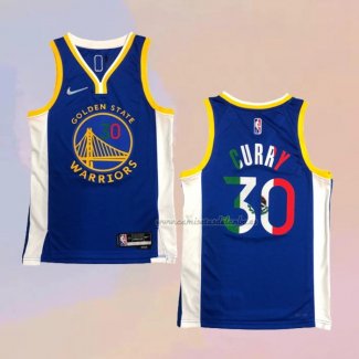 Camiseta Golden State Warriors Stephen Curry NO 30 Icon Royal Special Mexico Edition Azul