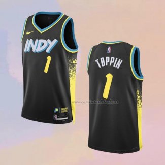 Camiseta Indiana Pacers Obi Toppin NO 1 Ciudad 2023-24 Negro