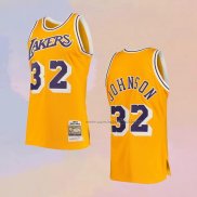 Camiseta Los Angeles Lakers Magic Johnson NO 32 Mitchell & Ness 1984-85 Amarillo