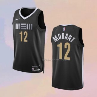 Camiseta Memphis Grizzlies Ja Morant NO 12 Ciudad 2023-24 Negro