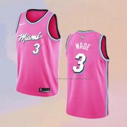 Camiseta Miami Heat Dwyane Wade NO 3 Earned 2018-19 Rosa